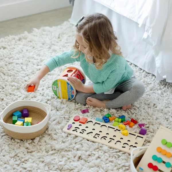 5pcs set of circular small baskets,hand woven baskets,toy storage baskets, fruits,remote controls,bathroom,table, key baskets 4