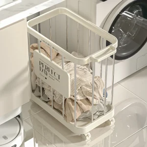 Movable Clothes Storage Basket with Wheel Household storage Rack laundry Holder Bathroom Dirty Clothes Organizer 1