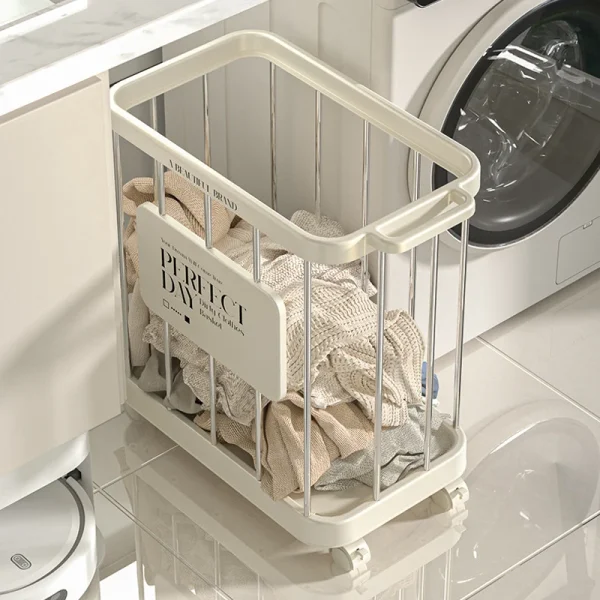 Movable Clothes Storage Basket with Wheel Household storage Rack laundry Holder Bathroom Dirty Clothes Organizer 1