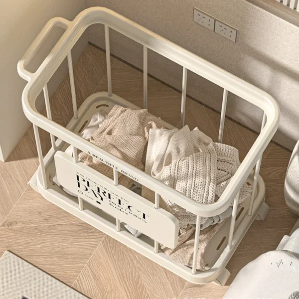 Movable Clothes Storage Basket with Wheel Household storage Rack laundry Holder Bathroom Dirty Clothes Organizer 2