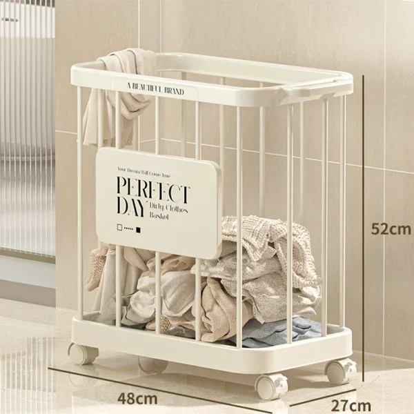 Movable Clothes Storage Basket with Wheel Household storage Rack laundry Holder Bathroom Dirty Clothes Organizer 5