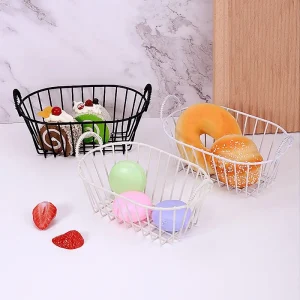 Multi-functional Iron Storage Basket INS Style Large Capacity Desk Organizer Box Snack Cosmetics Organizer with Handle 1