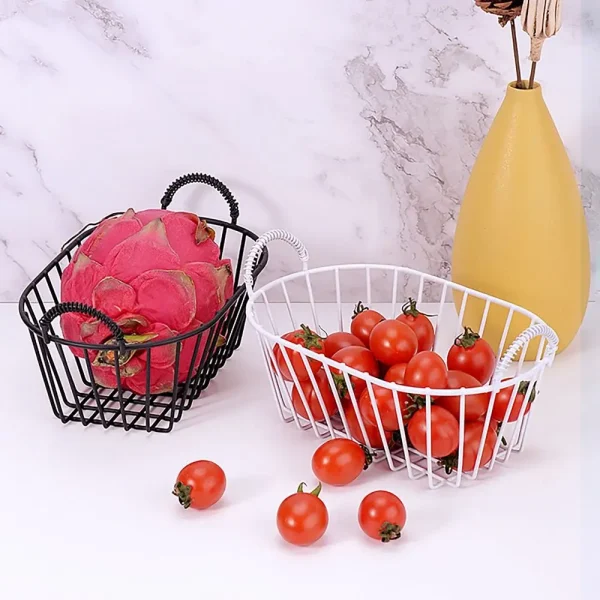 Multi-functional Iron Storage Basket INS Style Large Capacity Desk Organizer Box Snack Cosmetics Organizer with Handle 5