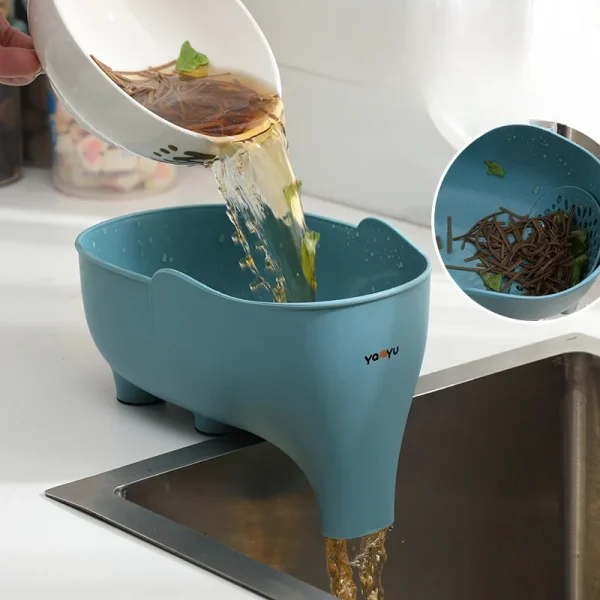 1PC Drain Basket Kitchen Multifunctional Sink Filter Household Vegetable and Fruit Washing Basket Elephant Drain Basket 2