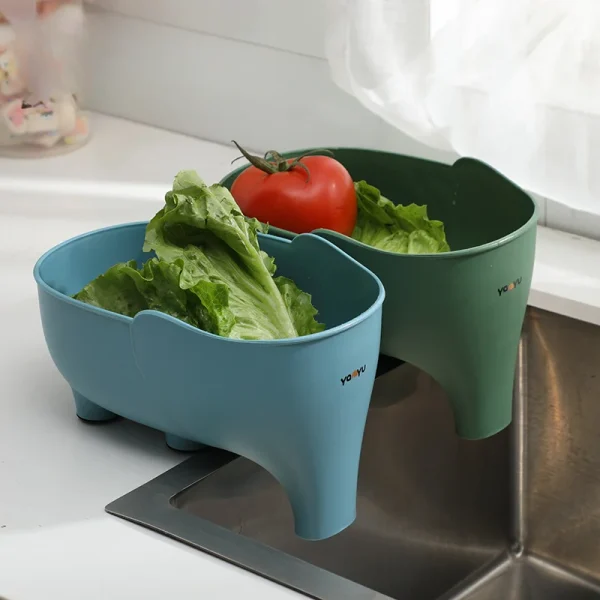 1PC Drain Basket Kitchen Multifunctional Sink Filter Household Vegetable and Fruit Washing Basket Elephant Drain Basket 3