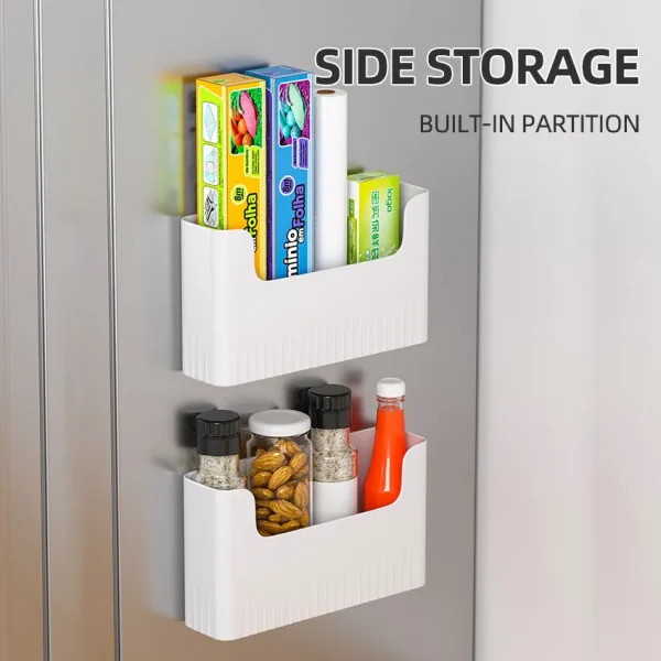 Kitchen Cabinet Door Storage Box Cling Film Holder Wall Mounted Basket Artifact Tool Household Sundries Collection Organizer Box 2