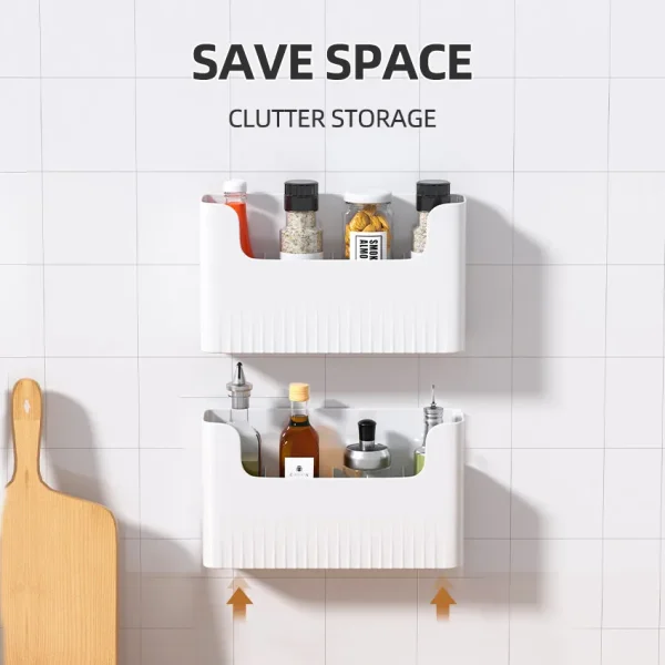 Kitchen Cabinet Door Storage Box Cling Film Holder Wall Mounted Basket Artifact Tool Household Sundries Collection Organizer Box 3