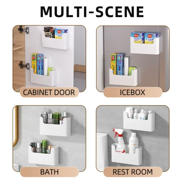Kitchen Cabinet Door Storage Box Cling Film Holder Wall Mounted Basket Artifact Tool Household Sundries Collection Organizer Box 5