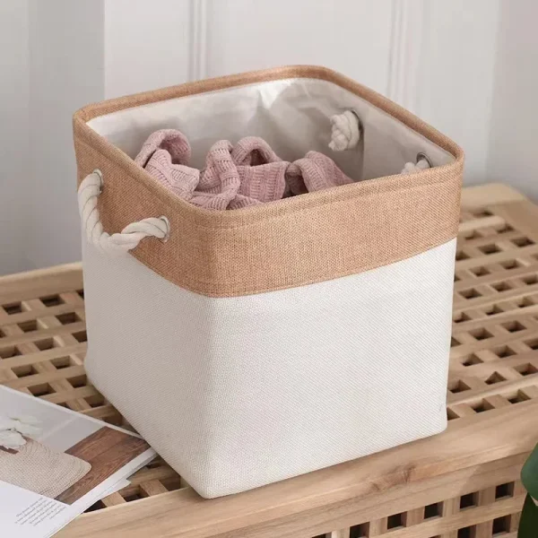 Basket with Liner for Toy Organization in Bedroom Living Room Basket Storage Laundry Basket Collapsible Linen Storage 2