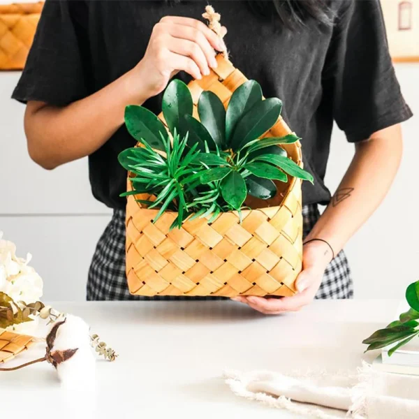 Bamboo Storage Basket Wall Hanging Storage Baskets Wall Decorative Plant Flower Pot for Home Garden Wedding Farmhouse Decoration 5