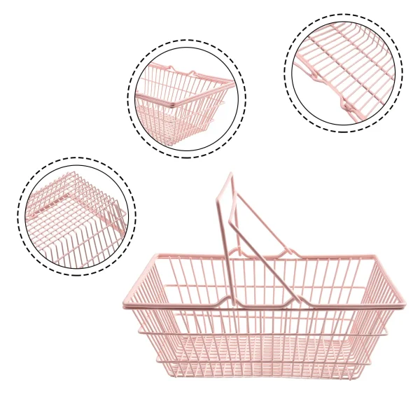 Pink Mini Storage Basket Desktop Finishing Cosmetics Jewelry Storage For Girl Dormitory Desktop Organization Container Baskets 4