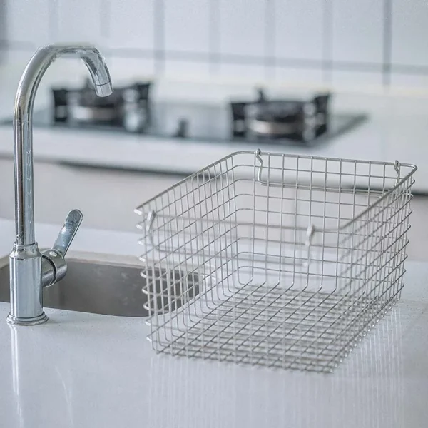 Japanese Stainless Steel Storage Basket Kitchen Sundries Organize Storage Basket Large Bathroom Clothing Metal Storage Box 1