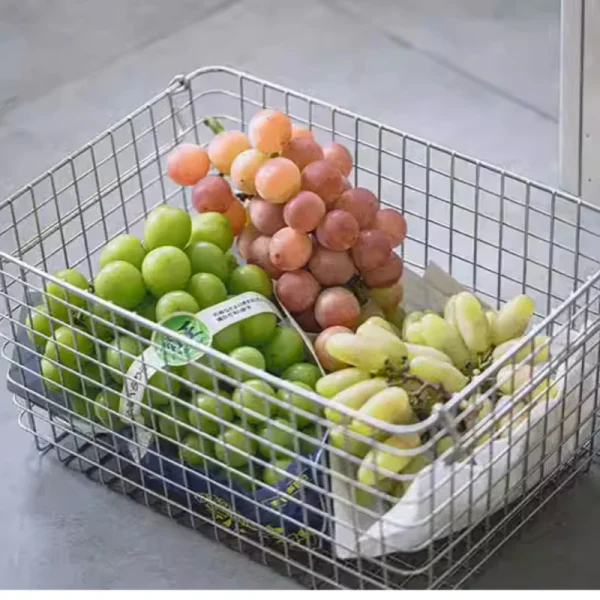 Japanese Stainless Steel Storage Basket Kitchen Sundries Organize Storage Basket Large Bathroom Clothing Metal Storage Box 6