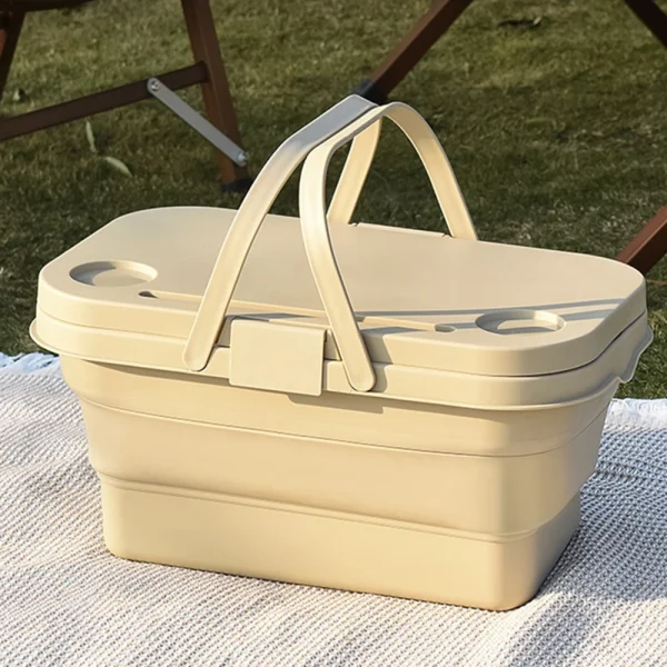 Foldable Portable Storage Basket, Multi-Functional Large Capacity Travel, Camping Picnic Basket, Convenient Outdoor Storage Box 1
