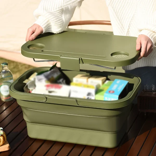 Foldable Portable Storage Basket, Multi-Functional Large Capacity Travel, Camping Picnic Basket, Convenient Outdoor Storage Box 2