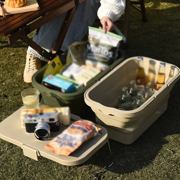 Foldable Portable Storage Basket, Multi-Functional Large Capacity Travel, Camping Picnic Basket, Convenient Outdoor Storage Box 5