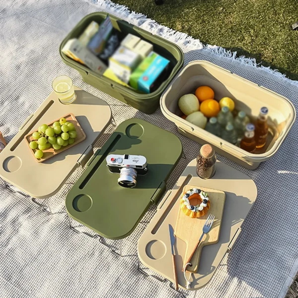 Foldable Portable Storage Basket, Multi-Functional Large Capacity Travel, Camping Picnic Basket, Convenient Outdoor Storage Box 6