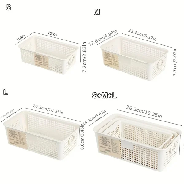 1 Piece Desktop Dual-Ear Storage Basket Snack Organizer with Hollow Rectangular Basket Plastic Storage Box 4