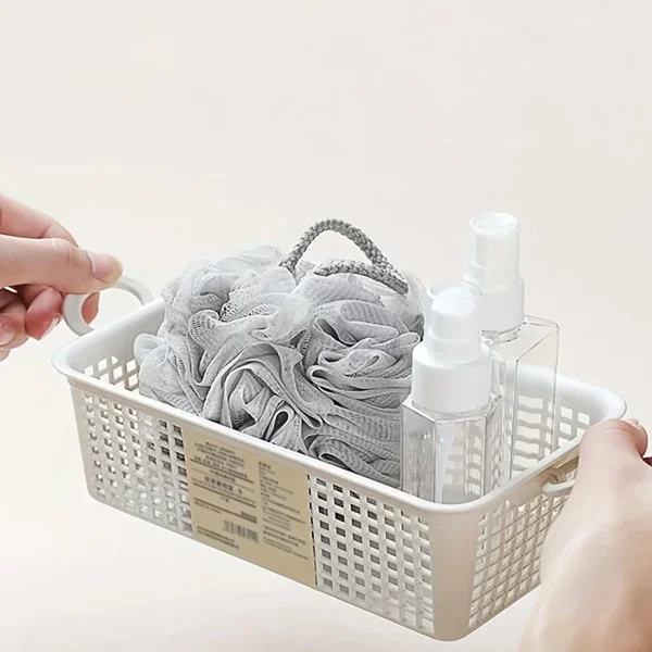 1 Piece Desktop Dual-Ear Storage Basket Snack Organizer with Hollow Rectangular Basket Plastic Storage Box 5