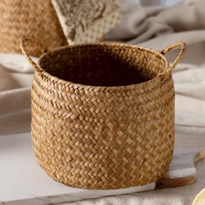 Woven Storage Box Japanese Style Woven Sundries Basket Cosmetics Organizer Box Woven Flower Basket 1