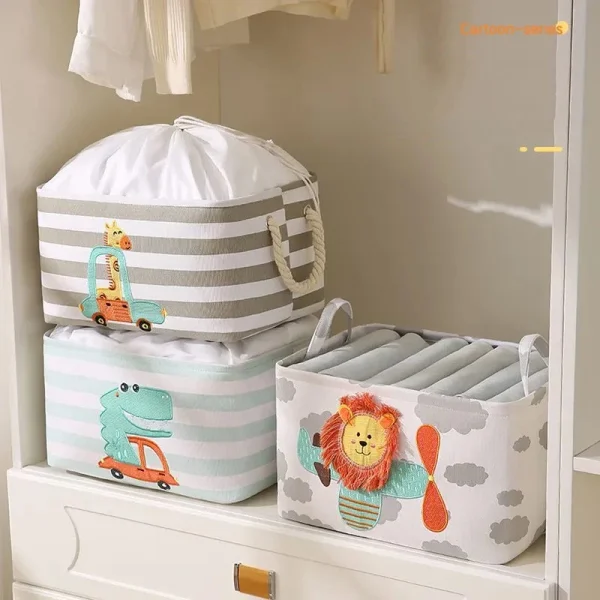 Folding Storage Basket Linen Storage Fabric Wardrobe Office Bedroom Closet Toys Laundry Basket With Handle Storage Organizer new 5