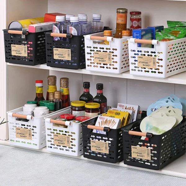 Plastic Desktop Storage Basket Rectangular Bathroom Portable Storage Box Bath Basket Kitchen Debris Multi-Purpose Baskets 3