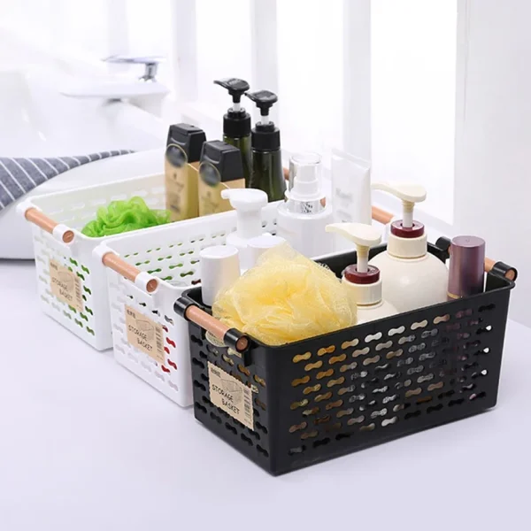 Plastic Desktop Storage Basket Rectangular Bathroom Portable Storage Box Bath Basket Kitchen Debris Multi-Purpose Baskets 4