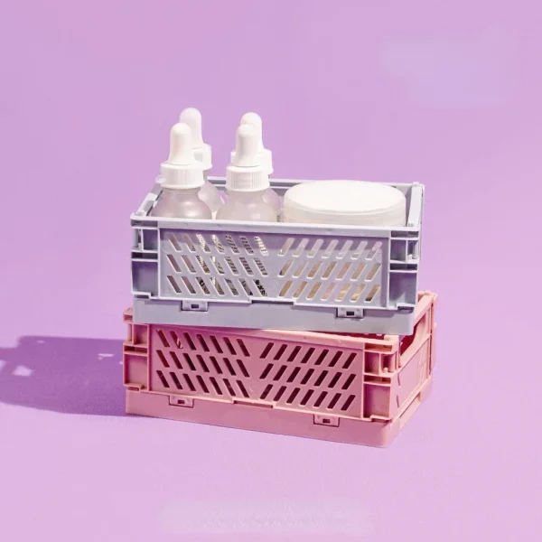 Plastic Foldable Storage Crate Folding Box Basket Stackable Cute Makeup Jewellery Toys Boxes for Storage Box Organizer Portable 4