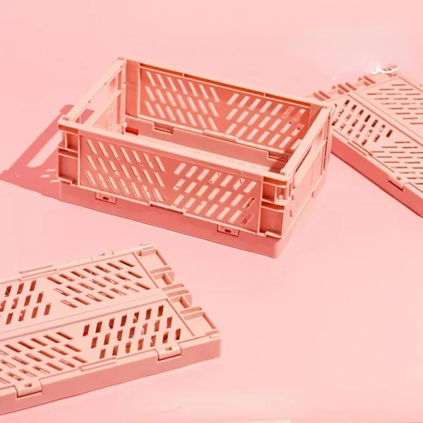 Plastic Foldable Storage Crate Folding Box Basket Stackable Cute Makeup Jewellery Toys Boxes for Storage Box Organizer Portable 5