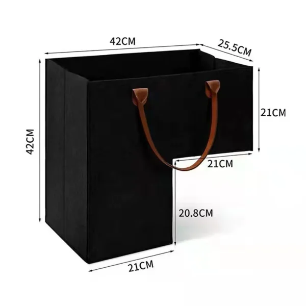 Stair Basket with Leather Handle for Carpeted Stairs, Staircase Basket for Wooden Stairs, Foldable Basket Organizer for Office 6