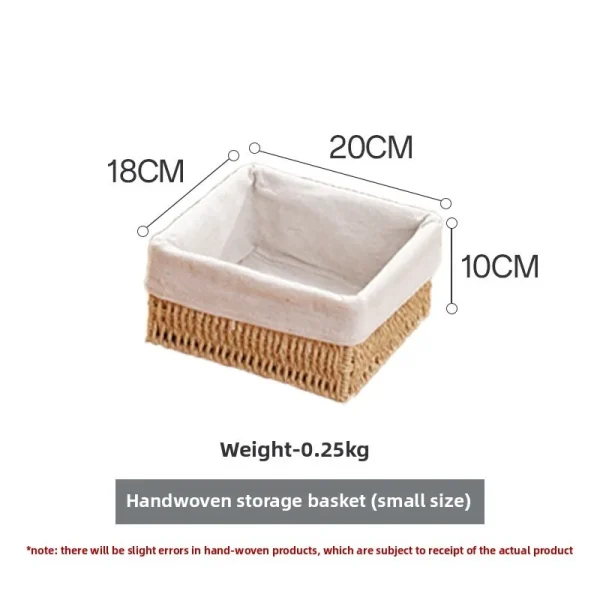 Imitation Rattan Handmade Storage Basket Woven Basket Living Room Bedroom Stationery Sundries Household Storage Box 3