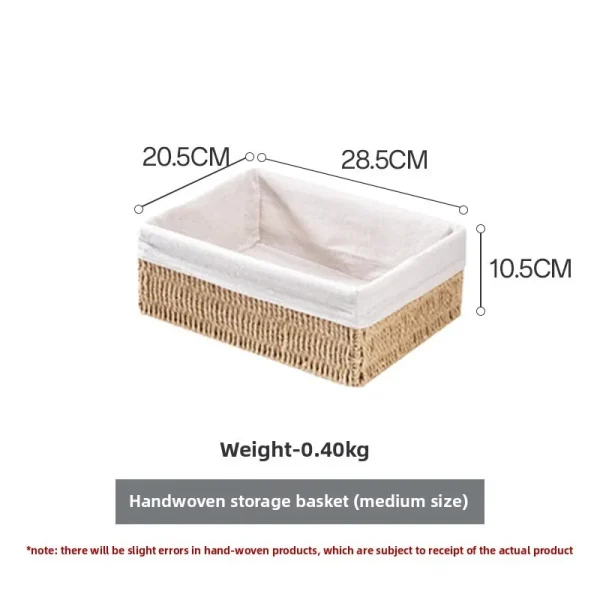 Imitation Rattan Handmade Storage Basket Woven Basket Living Room Bedroom Stationery Sundries Household Storage Box 4