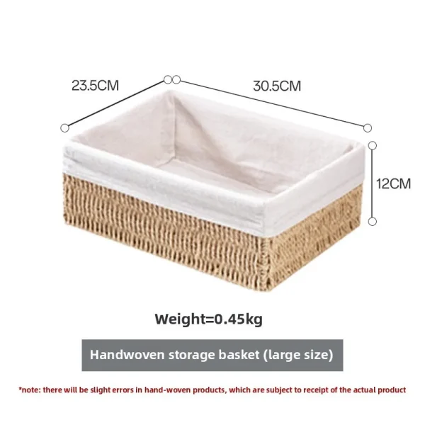Imitation Rattan Handmade Storage Basket Woven Basket Living Room Bedroom Stationery Sundries Household Storage Box 5