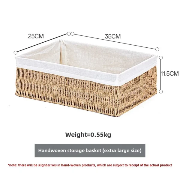 Imitation Rattan Handmade Storage Basket Woven Basket Living Room Bedroom Stationery Sundries Household Storage Box 6