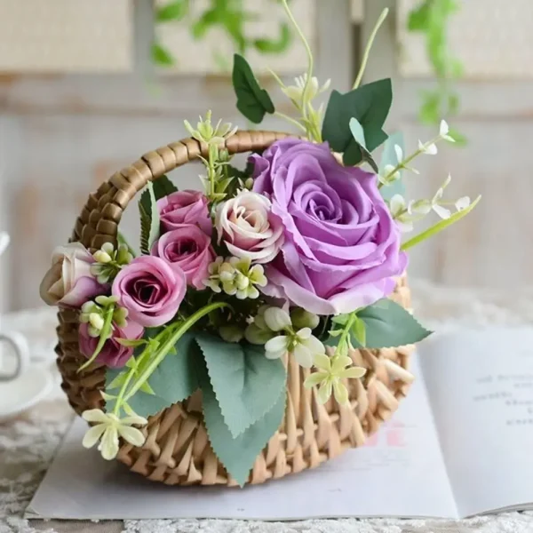Willow Rattan Woven Wedding Basket Wicker Half Moon Storage With Handle Sturdy Flower Girls Baskets Home Picnic Sundry Container 3