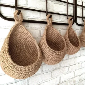Wall-mounted Vegetable Basket Fruit and Sundry Basket Natural Wicker Weave Storage Basket Kitchen Storage Home Decoration 1