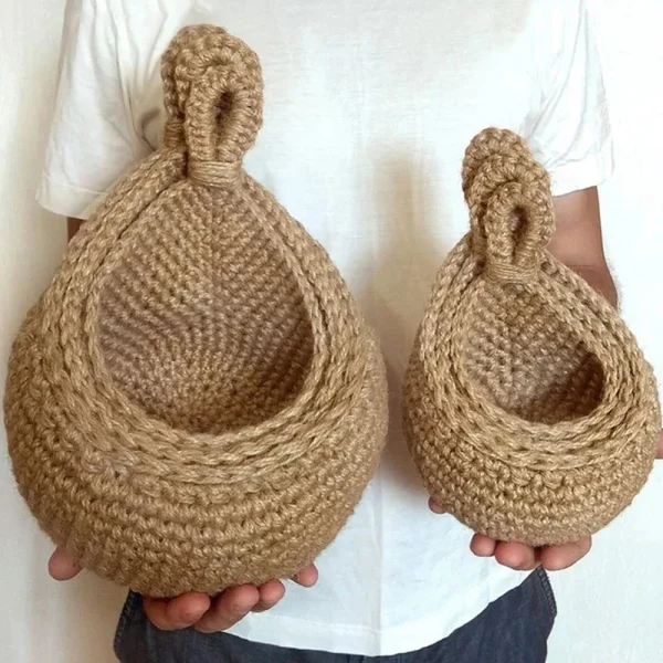 Wall-mounted Vegetable Basket Fruit and Sundry Basket Natural Wicker Weave Storage Basket Kitchen Storage Home Decoration 2