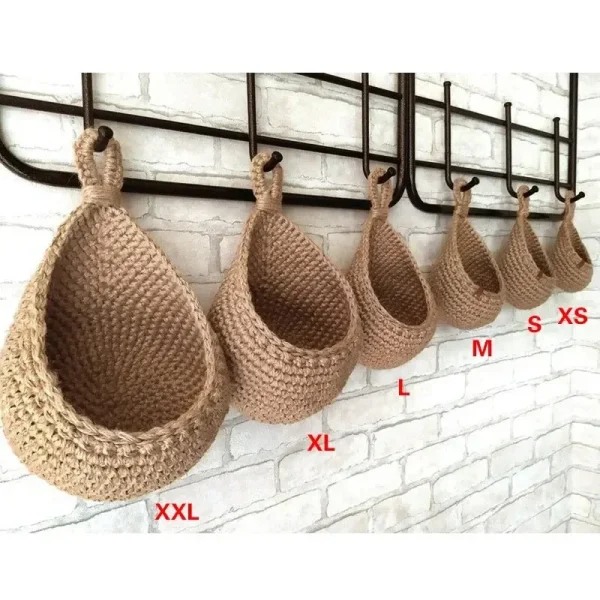 Wall-mounted Vegetable Basket Fruit and Sundry Basket Natural Wicker Weave Storage Basket Kitchen Storage Home Decoration 6