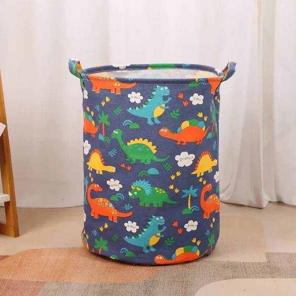 New in 2023 Linen Dirty Laundry Basket Foldable Round Waterproof Organizer Bucket Clothing Children Toy Large Capacity Storage 5
