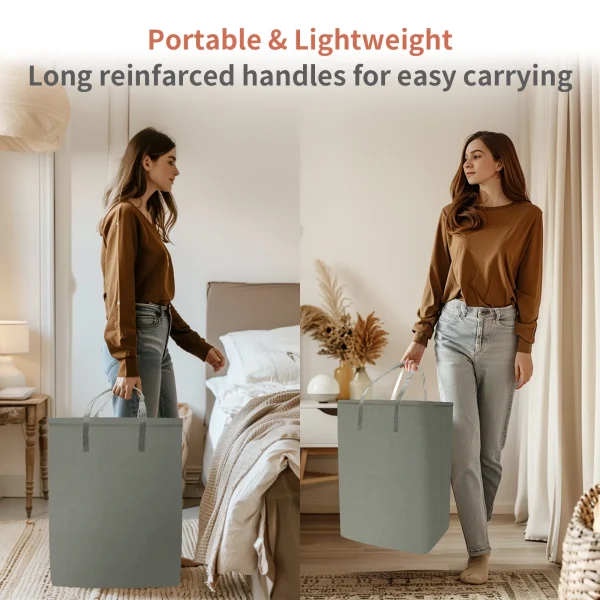 Large Laundry Basket 75L Waterproof Freestanding Laundry Hamper Collapsible Tall Clothes Hamper with Handles for Clothes Toys 4