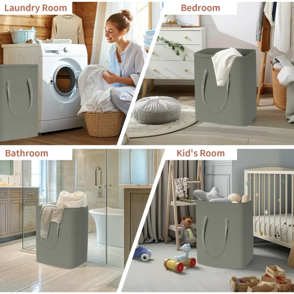 Large Laundry Basket 75L Waterproof Freestanding Laundry Hamper Collapsible Tall Clothes Hamper with Handles for Clothes Toys 6