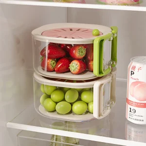 Dust-Proof Fruit Drainer Basket -Hidden Folding Handle Drain Switch Expandable 2-In-1 Thickened Dewatering Dishwashing Basket 1