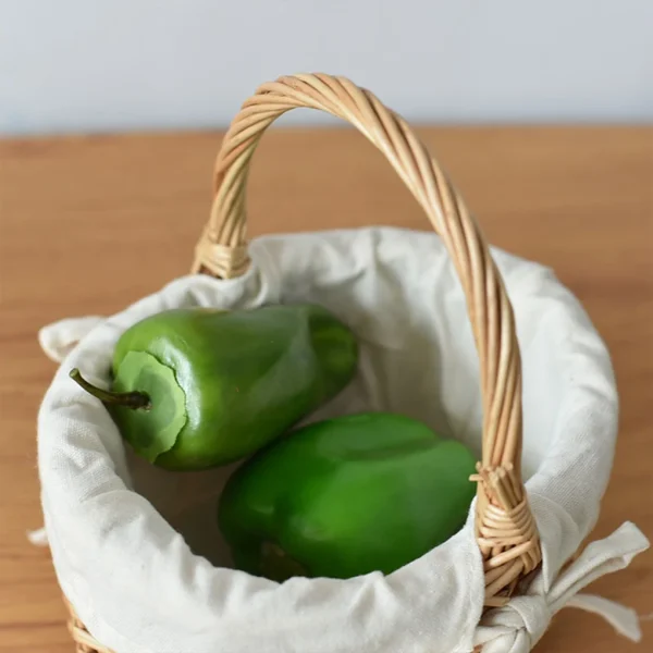 Handwoven Basket Hand-woven Flower Basket Wicker Basket  with Handle Fabric Lining for Picnic Camping CapacityGrocery Fruit 5