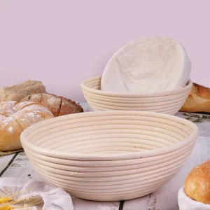 Round Banneton Bread Proofing Basket With Liner Natural Rattan Basket Baking Utensils Bread Baskets Sourdough Fermentation Tools 1