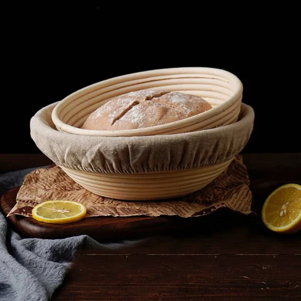 Round Banneton Bread Proofing Basket With Liner Natural Rattan Basket Baking Utensils Bread Baskets Sourdough Fermentation Tools 2