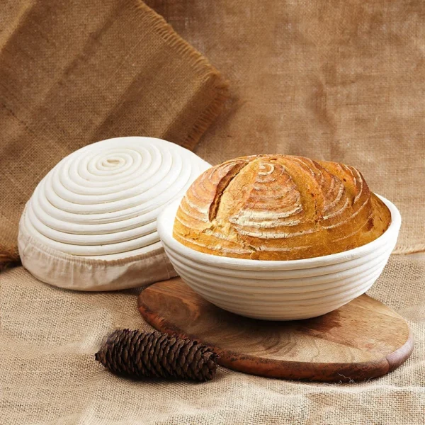 Round Banneton Bread Proofing Basket With Liner Natural Rattan Basket Baking Utensils Bread Baskets Sourdough Fermentation Tools 3