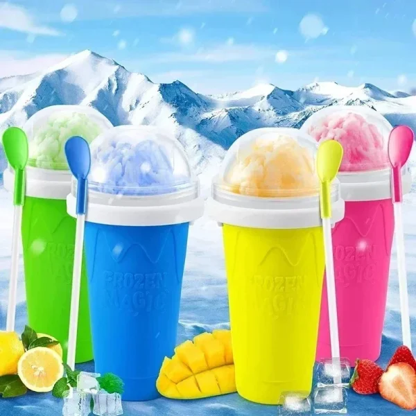 Quick-Frozen Silicone Smoothies Cup Ice Cream Maker Squeeze Cup DIY Milkshake Slushy Maker Cooling Water Bottle Kitchen Gadget 1