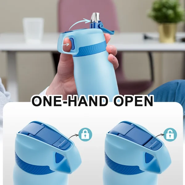 Fjbottle 710ml Stainless Steel Vacuum Insulated Water Bottle with Straw, Leak-Proof Thermal Flask for Sports 3