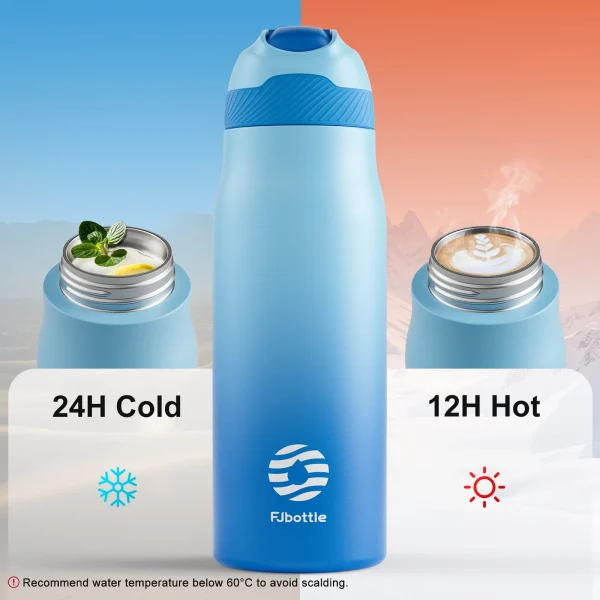 Fjbottle 710ml Stainless Steel Vacuum Insulated Water Bottle with Straw, Leak-Proof Thermal Flask for Sports 4