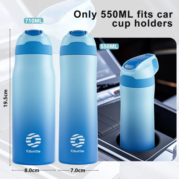 Fjbottle 710ml Stainless Steel Vacuum Insulated Water Bottle with Straw, Leak-Proof Thermal Flask for Sports 5